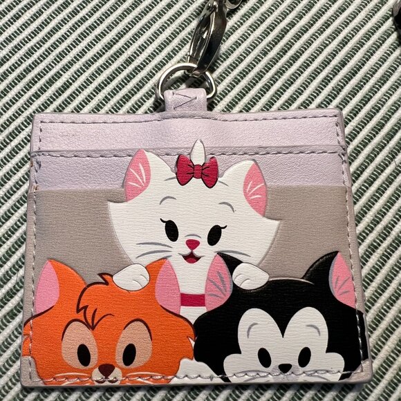NWOT Disney Parks Loungefly Cats Characters ID Holder & Lanyard - Picture 2 of 4